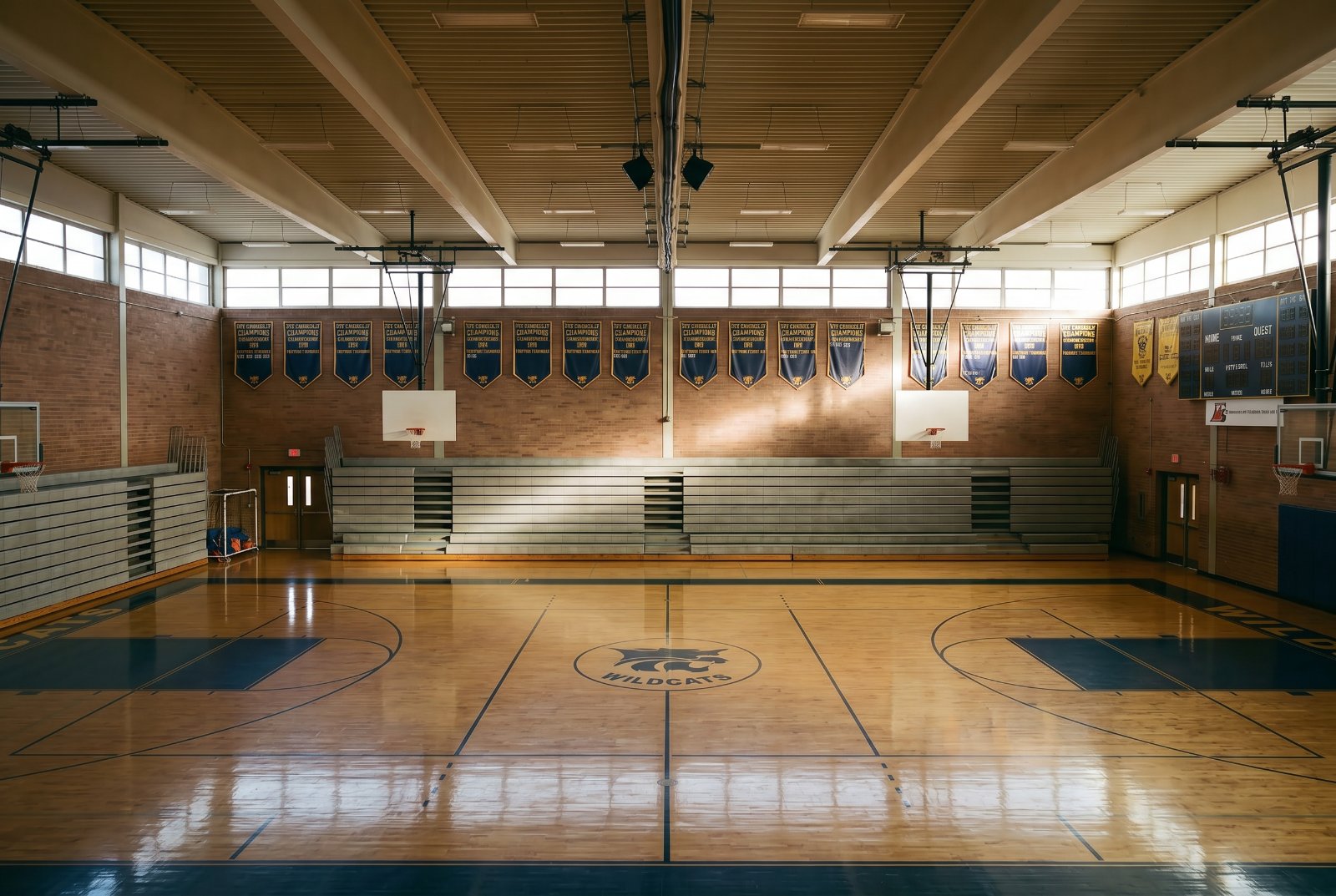 Empty school gym before deployment